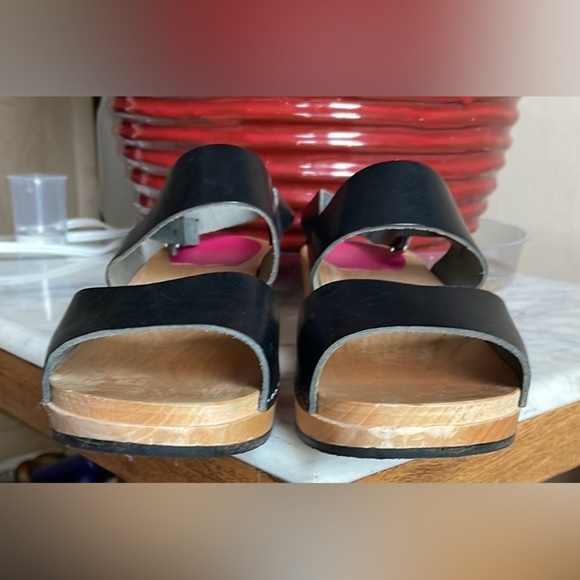 SWEDISH HASBEENS Helena Black Leather Strap Sandals Women’s EU 39 US 9 - Picture 5 of 11